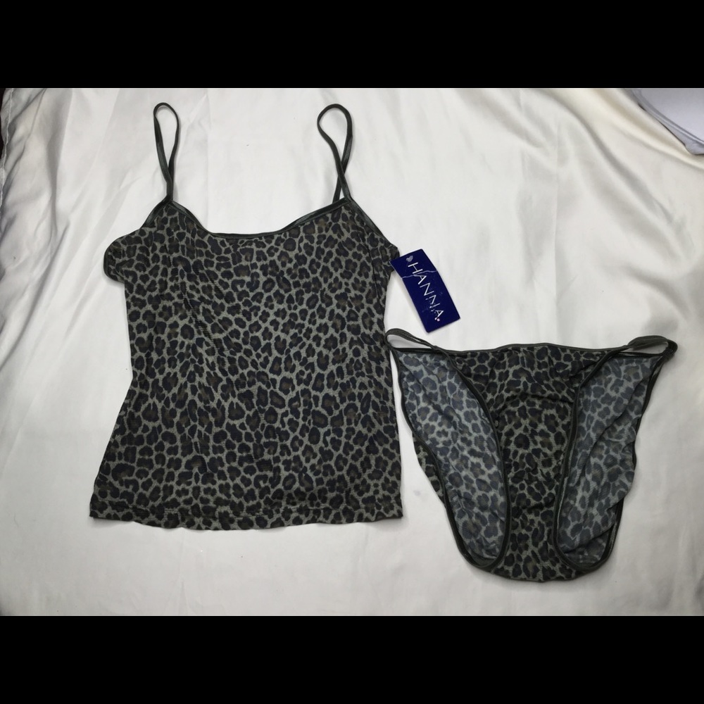 Hanna Olive Leopard Cami Tank & Bikini Panty